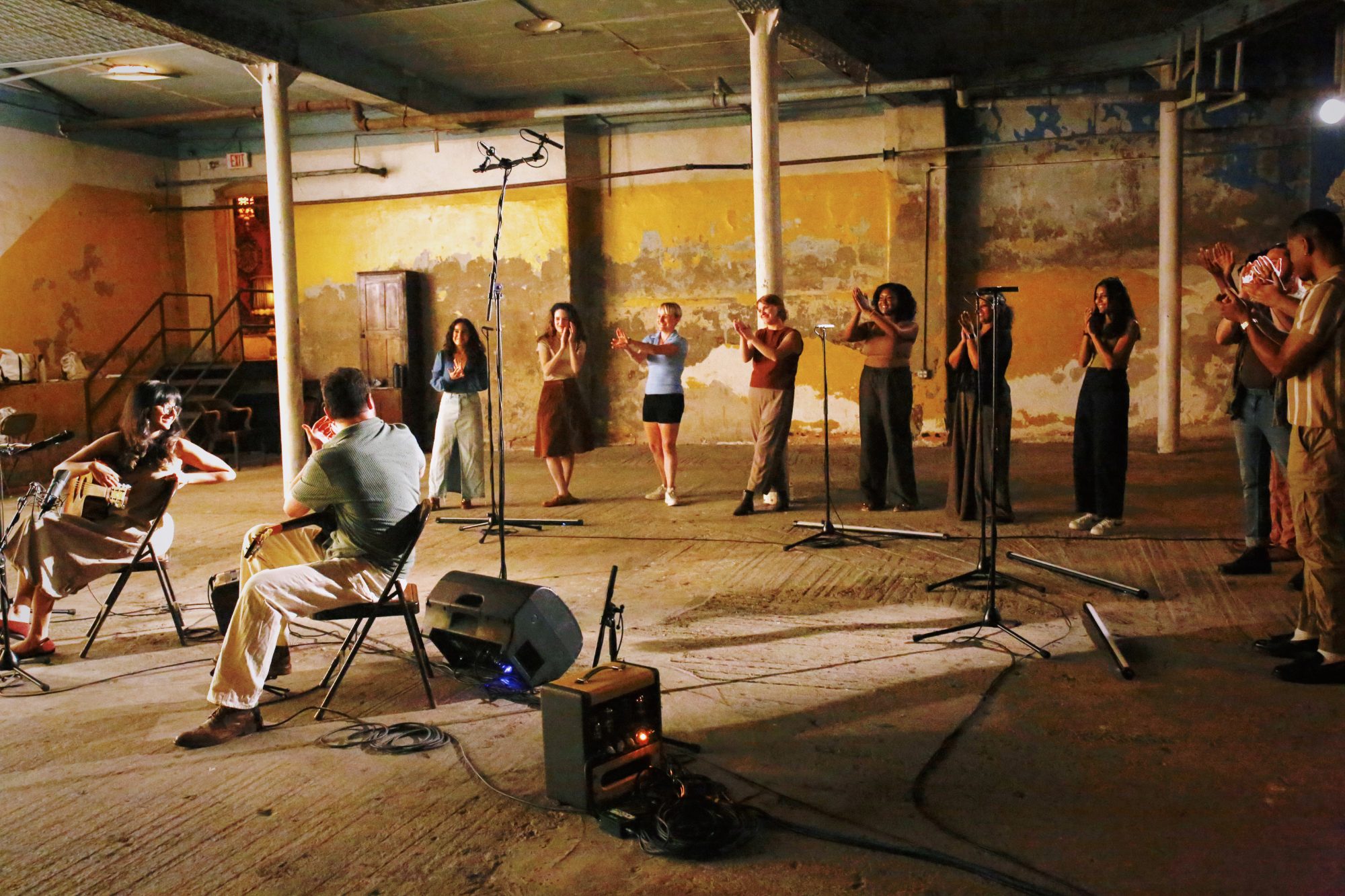 Behind the scenes at the Old Friend recording